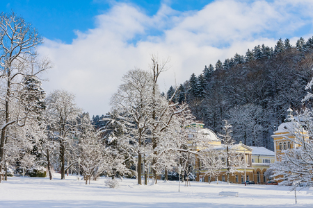 Famous spa resort Marianske Lazne in the Czech Republic in winter timeのeditorial素材