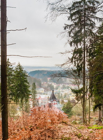 View of  Marianske Lazne spa (Marienbad) from Mescery?s view point. Famous spa town in the Karlovy Vary Region of the Czech Republicの写真素材