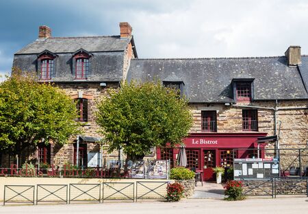 The traditional French  Le bistrot located in Paimpont, Brittany, Franceのeditorial素材