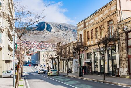 Mostarskog Bataljona street. Mostar. Bosnia and Herzegovinaのeditorial素材