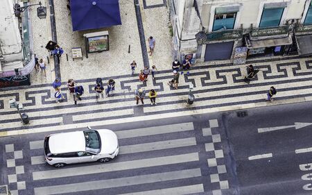Vertical view from the Elevador de Santa Justa, historical lift, Lisbon, Portugal,のeditorial素材