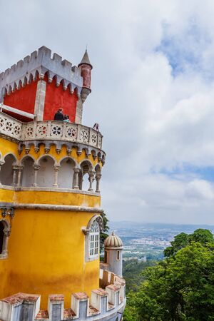 View of the Pena Palace in Sintra National Park, Portugalのeditorial素材