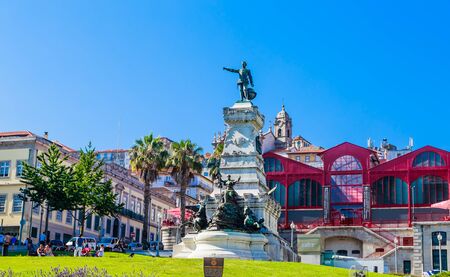 Infante D. Henrique (Prince Henry the Navigator) statue in Porto city in Portugal. Hard Club...