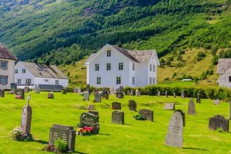 Norway, Sogn of Fjordane county. Cemetery in Oldenの写真素材