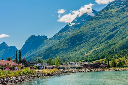 Small  houses at Olden, Norway.Olden is a village and urban area in the municipality of Stryn in Sogn og Fjordane county, Norway.のeditorial素材