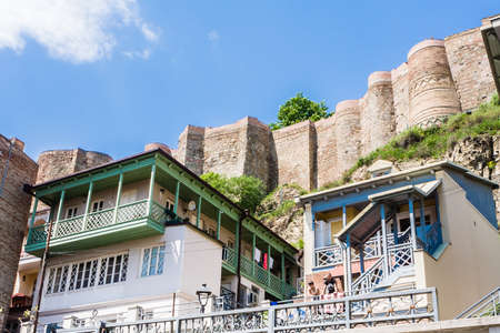 Fragment of walls of the Narikala fortress in Tbilisi, Georgiaのeditorial素材
