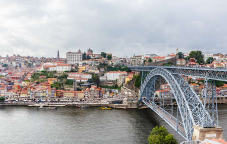 View of the historic town center of Porto with the Rio Duoro River. Porto, Portugal.