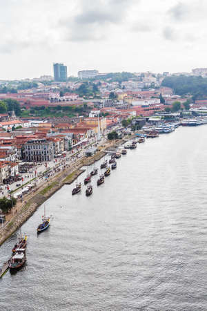 View from the Luis 1 bridge, Porto, looking over the port houses of Vila Nova de Gaia