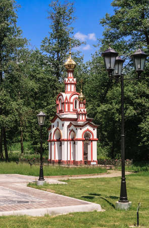 Belfry at the Holy Spring of St. David in the village of Talezh. Moscow region, Russiaの写真素材