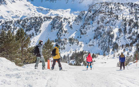 Ski resort GrandVallira. Views of the Pyrenees mountains. Rest with the whole family and friends. Andorraのeditorial素材