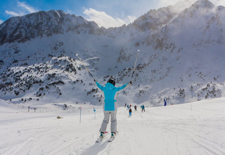 Ski resort GrandVallira. Views of the Pyrenees mountains. Rest with the whole family and friends. Andorraの写真素材