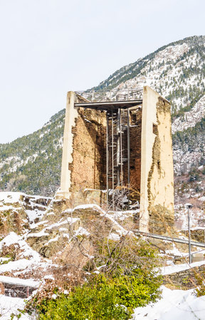Torre dels Moros tower in Les Bons village near Encamp. Andorraの写真素材