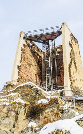 Torre dels Moros tower in Les Bons village near Encamp. Andorraの写真素材
