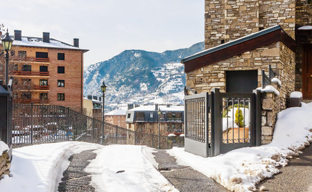View of Les Bons village near Encamp. Andorraの写真素材