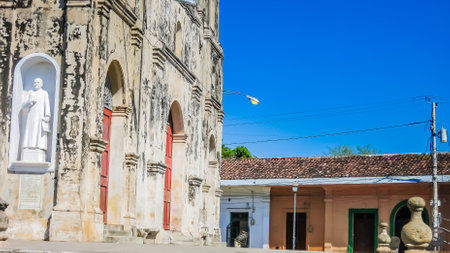 Fragment ofIglesia de Guadalupe church, built in 1624 -1626, Granada, Nicaragua, Central Americaの写真素材