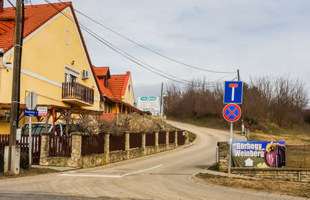 The road to vineyards and Wine-cellars of Egregy. Heviz, Hungaryのeditorial素材