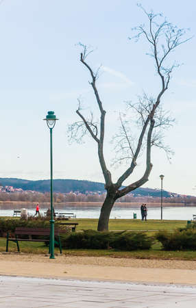 Bank promenade, flat lake, Balaton. Hungary, Europeのeditorial素材