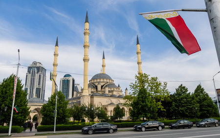 Mosque "Heart of Chechnya" (Akhmad Kadyrov Mosque). Grozny, the capital of Chechen Republicのeditorial素材