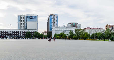 Square of Abubukar Kadyrov in the city center. The building of the Council of Deputies of the city of Grozny. Chechen Republicのeditorial素材