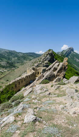 Gunibsky fortress. Protective wall and gates of Gunib. Russia, Republic of Dagestan.の写真素材