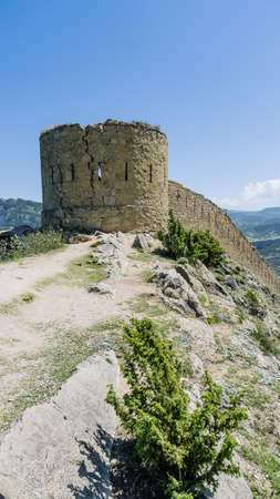 Gunibsky fortress. Protective wall and gates of Gunib. Russia, Republic of Dagestan.の写真素材