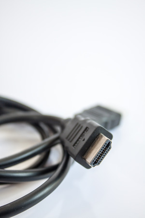 A close shot of HDMI cable isolated on a white backgroundの写真素材