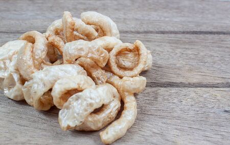 Pork snack,Pork rind, Pork scratchings, Pork crackling appetizersの写真素材