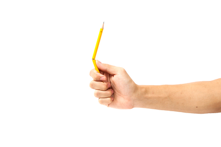 Broken Pencil on white backgroundの写真素材