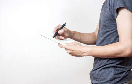 Businessman using a digital notebookの写真素材