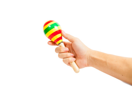 colorful maracas isolated on white backgroundの写真素材