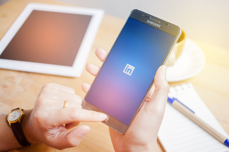 Sakon Nakhon, THAILAND -August 1,2017:LinkedIn is a social network for search and establishment of business contacts. It is founded in 2002.のeditorial素材