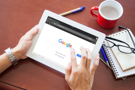 bangkok, thailand - June 11.2016: Google is an American multinational corporation specializing in Internet-related services and products. Most of its profits are derived from AdWords.のeditorial素材