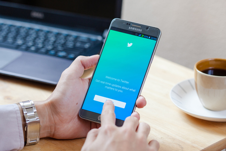 Sakon Nakhon, THAILAND -August 1,2017:Twitter is an online social networking and microblogging service that enables users to send and read "tweets", limited to 140 characters.のeditorial素材