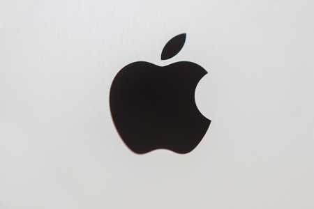 Bangkok, Thailand - May 23,2016: Apple logo printed on paper and placed on white background. Apple is an American corporation.のeditorial素材