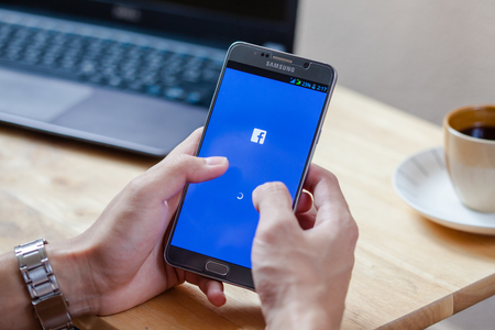 Bangkok, Thailand - August 1,2016: Facebook is an online social networking service founded in February 2004 by Mark Zuckerberg with his college roommates and is now a fortune 500 company.のeditorial素材