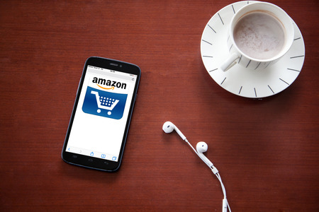 Bangkok,thailand - June 11, 2016: Amazon.com, Inc. is an American international electronic commerce company. It is the world's largest online retailer. Site went online as Amazon.com in 1995のeditorial素材
