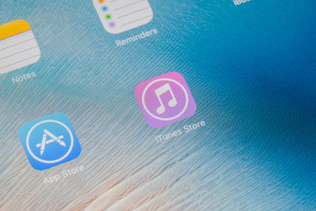 Bangkok,thailand - June 15, 2016: Close-up view of the interface of iOS on an iPhone. iOS is the foundation of iPhone, iPad, and iPod touch.のeditorial素材