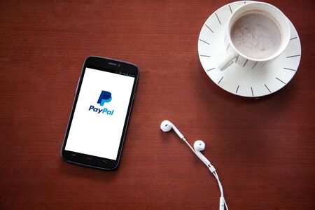 bangkok, thailand - June 11.2016: PayPal the largest operator of electronic money it was founded in 1998. PayPal most popular way of reception and sending Internet of payments at the eBay auction.のeditorial素材