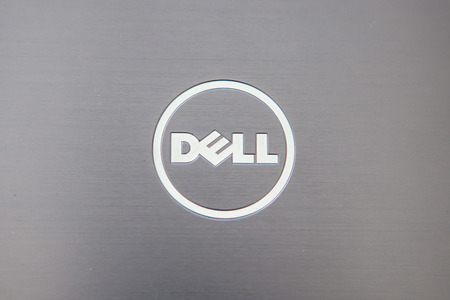 Bangkok, Thailand - May 23,2016: Dell logo made from stainless steel on notebook cover black color, in Bratislava, Slovakia on March 10, 2015のeditorial素材