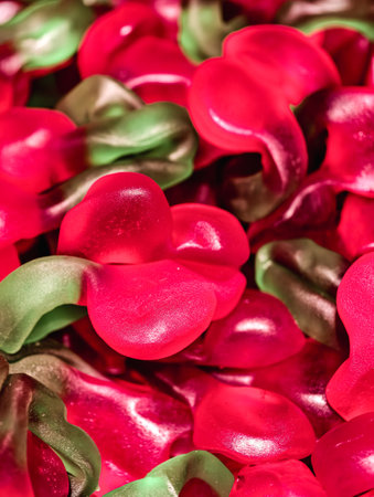 Colorful heart shaped candies for Valentine's Day. Selective focus.
