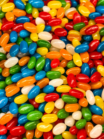 Colorful jelly beans background. Closeup of colorful candies.