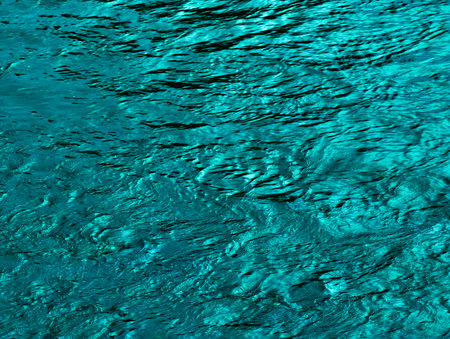 Turquoise Water Surface with Sunlight Reflections and Ripples, Crystal Clear Ocean Texture, Abstract...