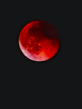 Blood Moon Supermoon Lunar Eclipse Rare Celestial Event with Red Glow in Night Sky Cosmic Background for Astronomy Themes Futuristic Design Digital Wallpaper Web and Media Creativeの写真素材