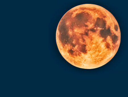 Stunning Orange Full Moon Background - High-Resolution Celestial Image for Night Sky Aesthetics, Creative Marketing, Web Design, Desktop Screensavers, Social Media Graphicsの写真素材