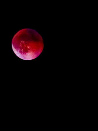 Beautiful Blood Moon Supermoon Lunar Eclipse Rare Celestial Event with Red Glow in Night Sky Cosmic...
