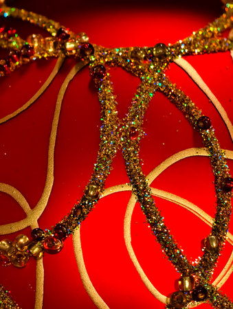 christmas decoration on a red background, close-up, macroの写真素材