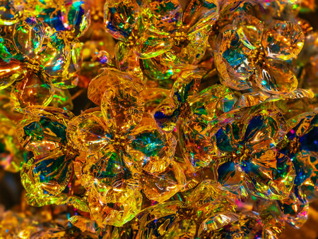 abstract background of colorful glass beads in the form of a flowerの写真素材