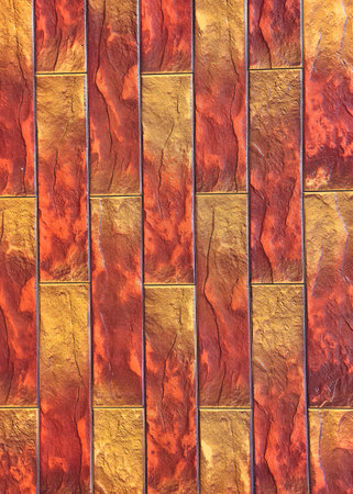 Vertical Brick Pattern Texture Orange Red Terracotta Stone Wall Background Warm Tones Geometric...
