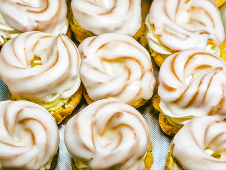 Lemon Meringue Tarts Display Mini Tartlets Toasted Swiss Meringue Citrus Dessert Bakery Shop French...