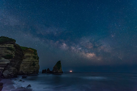 Candle Rock and the Milky Way at Onamitsuki Beach, Onjuku Town, Isumi District, Chiba Prefecture